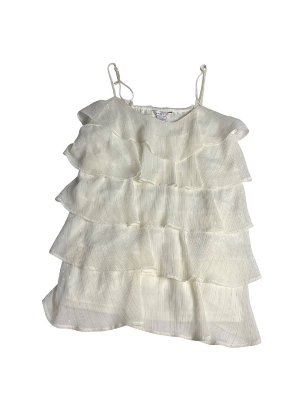 Y2K  Candies cream & silver M  Layered Ruffled Camisole Top Adjustable Straps
